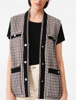Women Vest 2020 Spring and Summer New Pocket Tweed Checked Vest
Women Vest 2020 Spring and Summer New Pocket Tweed Checked Vest