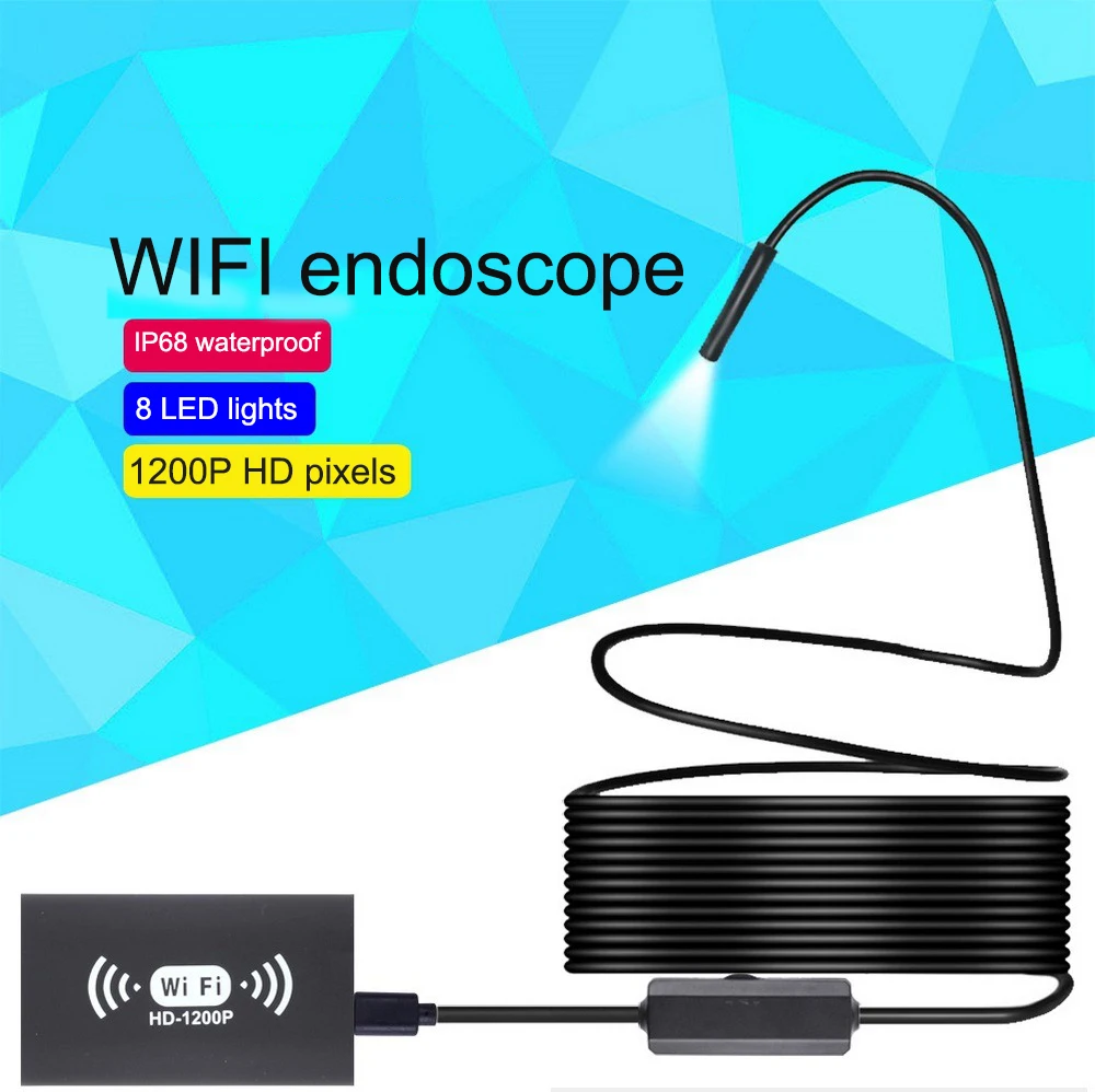 Endoscope Camera Wifi 8 LED Light IP67 Waterproof 11 Languages 70 Degrees Inspection Borescope Camera HD Mobile Phone Android PC
Endoscope Camera Wifi 8 LED Light IP67 Waterproof 11 Languages 70 Degrees Inspection Borescope Camera HD Mobile Phone Android PC