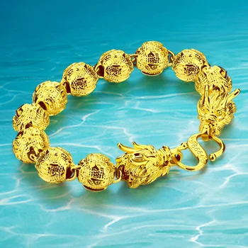 Real Plated 24K Gold Bracelet Circular Bead Jewelry Casting Classic Fashion Men's Dragon Biker Bracelet FREE SHIPPING 
Real Plated 24K Gold Bracelet Circular Bead Jewelry Casting Classic Fashion Men's Dragon Biker Bracelet FREE SHIPPING