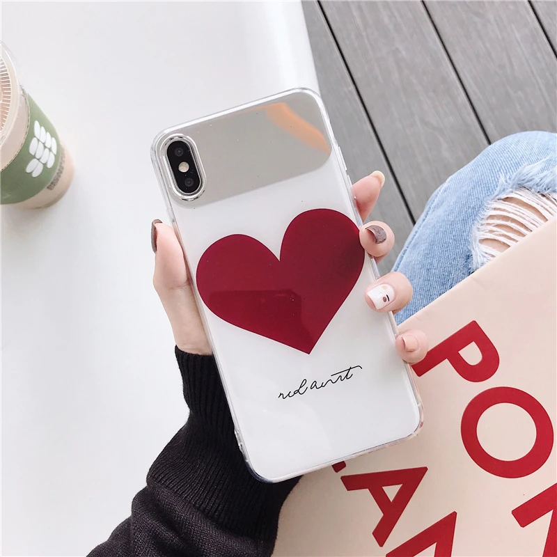 Для Iphone 7 Чехол для XR XS MAX 6s 8 Plus роскошный зеркальный чехол телефона с сердечком