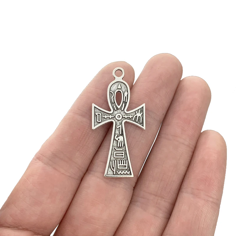

20 x Antique Silver Color Jesus Ankh Egyptian Christian Cross Charms Pendants for Necklace Bracelet Jewellery Making Accessories