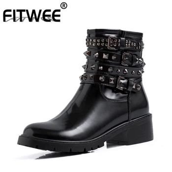 FITWEE Ankle Boots For Women Plus Size 34-44 Autumn Winter Low Heels Short Boots Luxury Metal Buckle Rivets Gothic Shoes Women
FITWEE Ankle Boots For Women Plus Size 34-44 Autumn Winter Low Heels Short Boots Luxury Metal Buckle Rivets Gothic Shoes Women