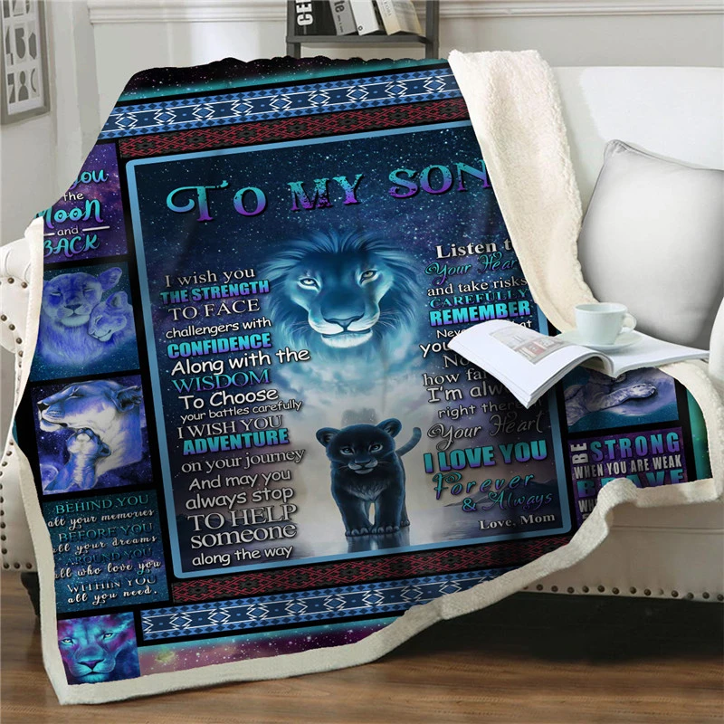 Dreamlike Lion 3D Sherpa Blanket Express Love Gift Letter To My Son Print Plush Throw Blankets for Couch Sofa Bed Soft Bedspresd
Dreamlike Lion 3D Sherpa Blanket Express Love Gift Letter To My Son Print Plush Throw Blankets for Couch Sofa Bed Soft Bedspresd