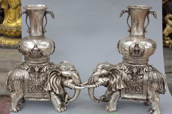 bir 004155 Chinese Silver Auspicious Animal Elephant zun Vase 8 symbols Ru Yi Pair Statue 
bir 004155 Chinese Silver Auspicious Animal Elephant zun Vase 8 symbols Ru Yi Pair Statue