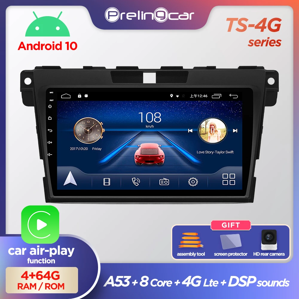 Prelingcar для Мазда CX7 CX 7 авто магнитолы До 4G+64G Android 10 8 ЯДЕР DSP Навигация GPS устройство