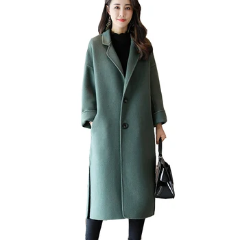 High Quality Design Gray Long Wool Coat Women Thick Warm Vintage Turn-down Collar Jacket Blend Long Sleeve Lapel Button Coats 
High Quality Design Gray Long Wool Coat Women Thick Warm Vintage Turn-down Collar Jacket Blend Long Sleeve Lapel Button Coats