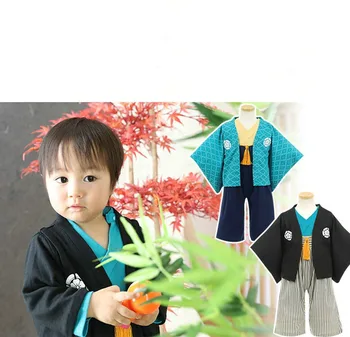 

Baby Boy Japanese Siamese Kimono Cotton Newborn Infant Kimono Boys Jumpsuit Clothes Costume 2 Types Random Kids Boy RompersZL608