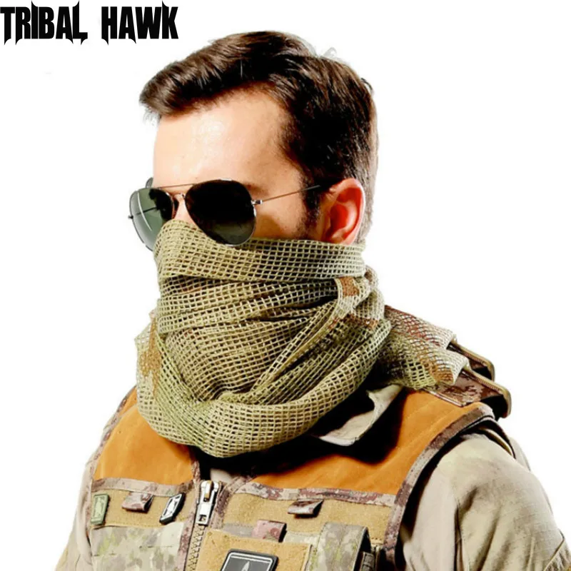 Военный Камуфляжный Тактический сетчатый шарф 190*90 см для лица снайпера езды на