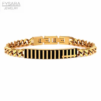 FYSARA Flat Chain Link Bracelets Men Stripe Tag Bracelets Stainless Steel Jewelry Punk Rock Black Gold Chain Bracelets
FYSARA Flat Chain Link Bracelets Men Stripe Tag Bracelets Stainless Steel Jewelry Punk Rock Black Gold Chain Bracelets