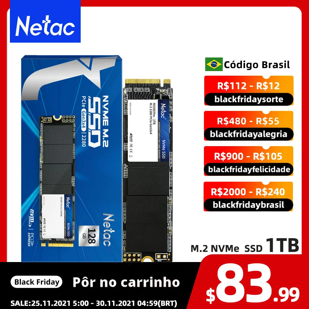 Внутренний жесткий диск Netac M.2 SSD NVME 1 ТБ 512 ГБ 256 128 2280 PCIe 500 Гб 250 для ноутбука |