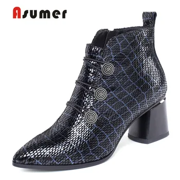 ASUMER 2020 New Brand Fashion Embossed Cow Genuine Leather Women Ankle Boots Pointed Toe Western Boots Women High Heels Boots
ASUMER 2020 New Brand Fashion Embossed Cow Genuine Leather Women Ankle Boots Pointed Toe Western Boots Women High Heels Boots