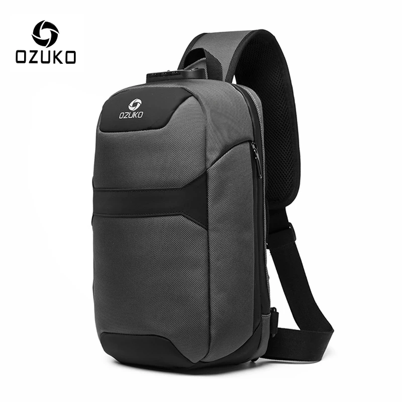 Фото OZUKO Men Anti-theft Crossbody Bags Male Waterproof USB Charging Chest Pack Short Trip Messenger Sling Bag Shoulder bag | Багаж и сумки