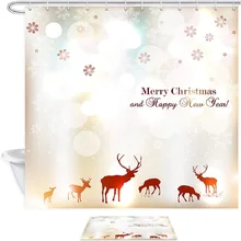 Christmas Shower Curtain, Red Reindeer and Snowflakes New Year Pattern Bathtub Screen, Waterproof Shower Curtain with Hooks 
Christmas Shower Curtain, Red Reindeer and Snowflakes New Year Pattern Bathtub Screen, Waterproof Shower Curtain with Hooks