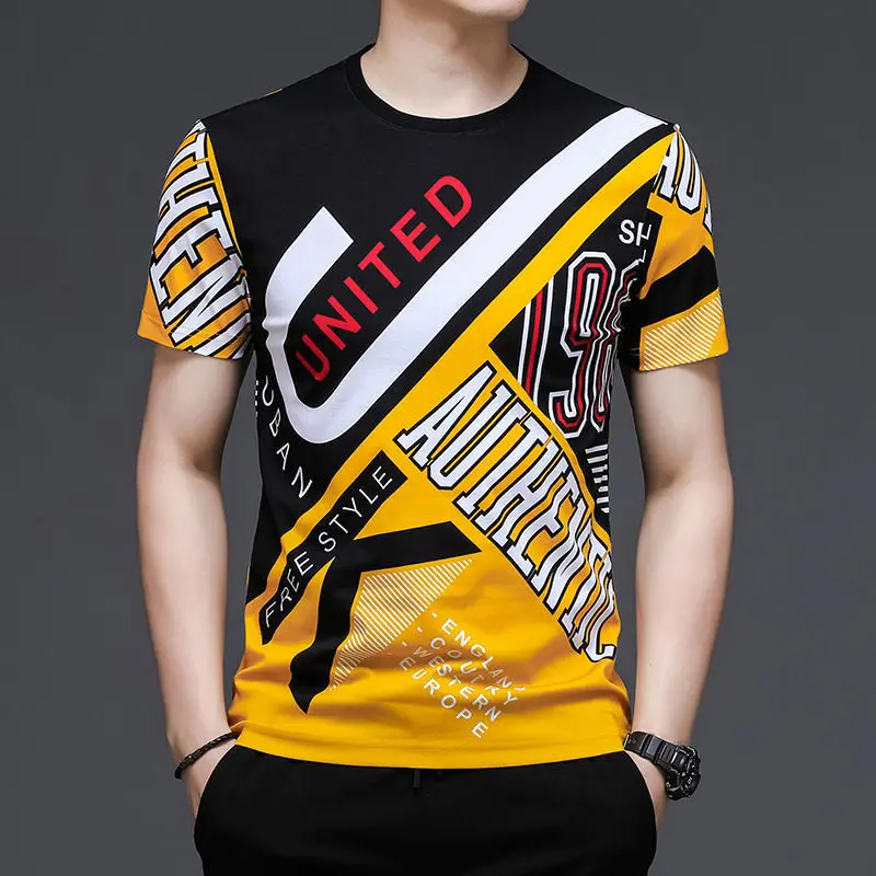 2023 Summer New Men's Short Sleeve Top British Style Cotton Alphabet Printed T-shirt Fashion Boys' Street Round Nec Clothes M001
2023 Summer New Men's Short Sleeve Top British Style Cotton Alphabet Printed T-shirt Fashion Boys' Street Round Nec Clothes M001