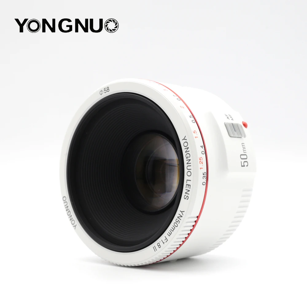Фото YONGNUO YN50mm F1.8 II Lens White Standard Prime Large Aperture Auto Focus Camera for Canon EOS 70D 5D2 5D3 600D DSLR | Электроника