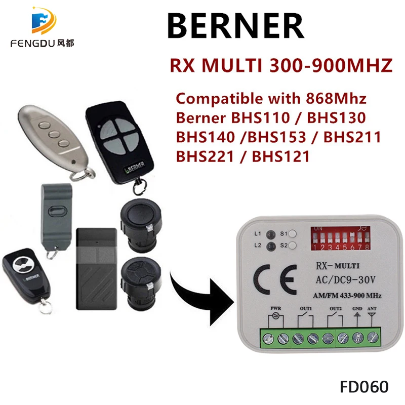 BERNER remote control 868MHz receiver 300-900mhz Universal receiver Compatible with 868Mhz Remote control BERNER
BERNER remote control 868MHz receiver 300-900mhz Universal receiver Compatible with 868Mhz Remote control BERNER