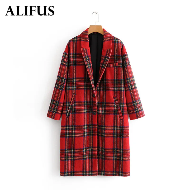 Fashion Za Women 2019 Vintage Autumn Red Plaid Wool Coat Long Woolen Single-breasted Female Wide-Waisted Wool Coats Jacket Parka
Fashion Za Women 2019 Vintage Autumn Red Plaid Wool Coat Long Woolen Single-breasted Female Wide-Waisted Wool Coats Jacket Parka