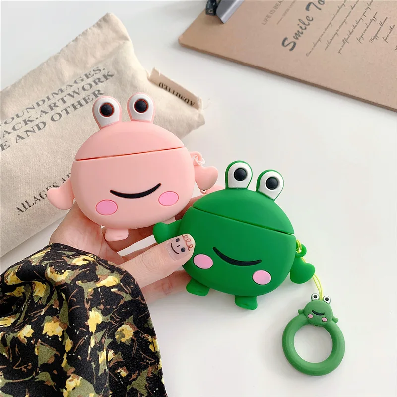 Cartoon Frog Silicone Case for AirPods Cute Protective Cover Bluetooth Earphone Case for Airpods 2 Accessories with Ring Strap 
Cartoon Frog Silicone Case for AirPods Cute Protective Cover Bluetooth Earphone Case for Airpods 2 Accessories with Ring Strap