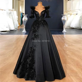 Black A-Line Sweetheart Short Sleeve Satin Evening Dress Ostrich Feather Party Dress Beaded Sequined Formal Dress Full-Length
Black A-Line Sweetheart Short Sleeve Satin Evening Dress Ostrich Feather Party Dress Beaded Sequined Formal Dress Full-Length
