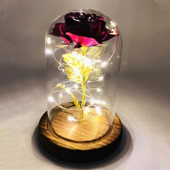 LED Beauty And Beast Red Rose The Wooden Base In A Glass Dome On For Valentine's Day Gift Light Up Rose Lamp
LED Beauty And Beast Red Rose The Wooden Base In A Glass Dome On For Valentine's Day Gift Light Up Rose Lamp