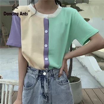 Woman Cardigans Short Sleeved O-neck Knitting Tops Preppy Style Single Breasted Patchwork Female Cardigans 2020 Summer Fashion
Woman Cardigans Short Sleeved O-neck Knitting Tops Preppy Style Single Breasted Patchwork Female Cardigans 2020 Summer Fashion