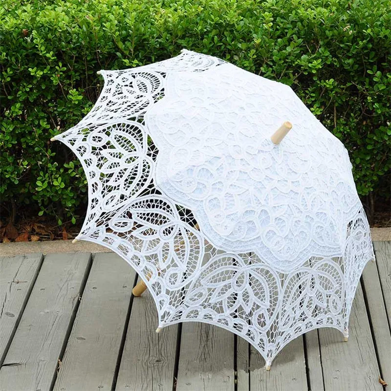 Кружевной декоративный зонт принцессы с хлопковой вышивкой | Свадьбы и торжества