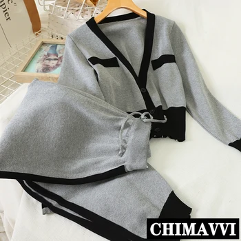 Autumn Clothing Women Elegant V-neck Long Sleeve Knitted Cardigan Tops + Mixed Color Casual Knitting Pants Two-Piece Set Female
Autumn Clothing Women Elegant V-neck Long Sleeve Knitted Cardigan Tops + Mixed Color Casual Knitting Pants Two-Piece Set Female