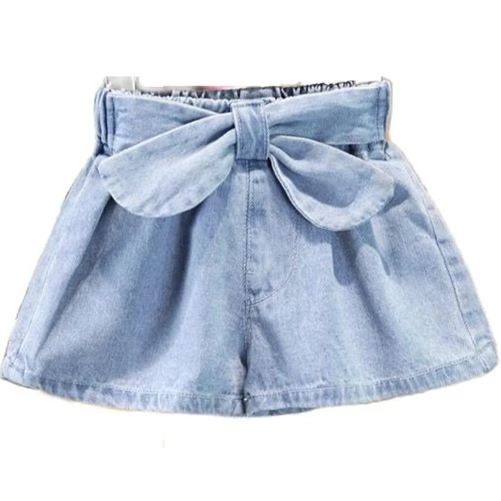 New Summer Girls Denim Shorts 2 To 12Years Teenage Cotton Bow-knot Soft Kids for | Мать и ребенок