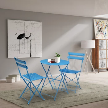 Blue Color Outdoor Folding Chair Leisure Furniture Folding Iron Folding Three-Piece Set 2 Chairs 1 Table Garden Sets
Blue Color Outdoor Folding Chair Leisure Furniture Folding Iron Folding Three-Piece Set 2 Chairs 1 Table Garden Sets