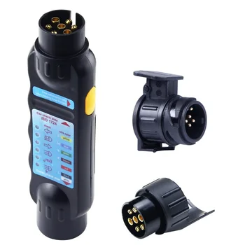 European 7-pin signal tester, 12V automotive Trailer plug socket, connector recorder, with 2 adapters,7-13 pin, 13-7 pin
European 7-pin signal tester, 12V automotive Trailer plug socket, connector recorder, with 2 adapters,7-13 pin, 13-7 pin