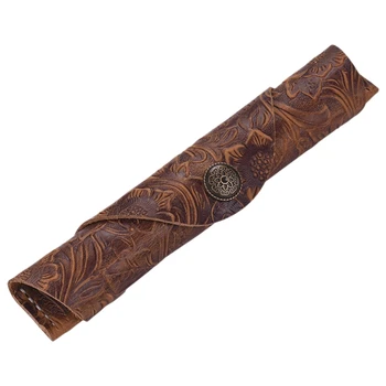 

Handmade Leather Fountain Pen Sleeve Roll Wrap Pen Pouch for Students and Artists