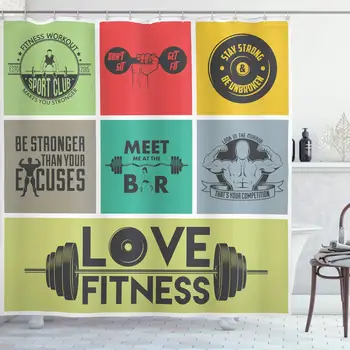 Fitness Shower Curtain, Various Motivational Words in Colorful Frames Get Fit Active Healthy Lifestyle, Cloth Fabric Bathroom
Fitness Shower Curtain, Various Motivational Words in Colorful Frames Get Fit Active Healthy Lifestyle, Cloth Fabric Bathroom