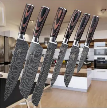kitchen knives Set Laser Damascus pattern chef knife Sharp Santoku Cleaver Slicing Utility Knives Wood Handle
kitchen knives Set Laser Damascus pattern chef knife Sharp Santoku Cleaver Slicing Utility Knives Wood Handle