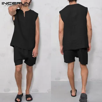 INCERUN Vintage Men Sets Solid Color Sleeveless Loose Tank Tops Summer Shorts Cotton Workout Casual Men Suit Homewear Streetwear
INCERUN Vintage Men Sets Solid Color Sleeveless Loose Tank Tops Summer Shorts Cotton Workout Casual Men Suit Homewear Streetwear