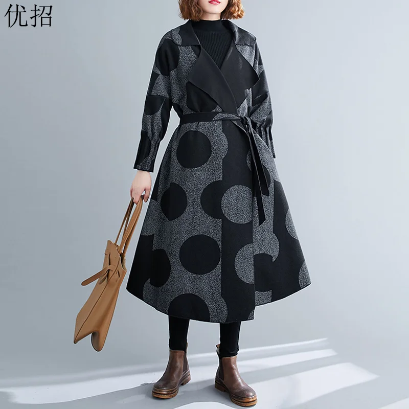 Winter Women Long Woolen Coat 2020 New Polka Dot Large Lapel Casual Loose Plus Size Jacket Ladies Elegant Windbreaker Overcoat
Winter Women Long Woolen Coat 2020 New Polka Dot Large Lapel Casual Loose Plus Size Jacket Ladies Elegant Windbreaker Overcoat