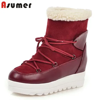 ASUMER 2020 hot sale ankle boots women thick fur warm winter snow boots cross tied simple comfortable flat platform shoes woman
ASUMER 2020 hot sale ankle boots women thick fur warm winter snow boots cross tied simple comfortable flat platform shoes woman