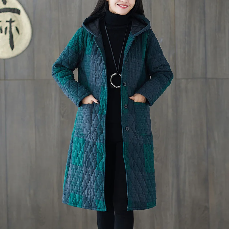 2019 Winter Models Large Size Dress Loose Casual Plaid Thick Cotton-padded Clothes Hooded Coat Mid-length Long Sleeve Cotton-pad 
2019 Winter Models Large Size Dress Loose Casual Plaid Thick Cotton-padded Clothes Hooded Coat Mid-length Long Sleeve Cotton-pad