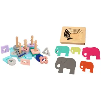 Wooden Toy Five-Column Set Building Blocks Color Shape Cognitive Matching & Wooden Toys Animal Carton 3D Puzzle Elephant
Wooden Toy Five-Column Set Building Blocks Color Shape Cognitive Matching & Wooden Toys Animal Carton 3D Puzzle Elephant