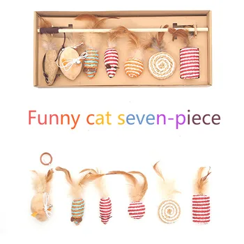 Pomelos Cat Toy Set of Seven Funny Cat Toy Set Bell False Sisal Mouse Feather Teaser Wand Cat Toys Interactive Pet Product 
Pomelos Cat Toy Set of Seven Funny Cat Toy Set Bell False Sisal Mouse Feather Teaser Wand Cat Toys Interactive Pet Product