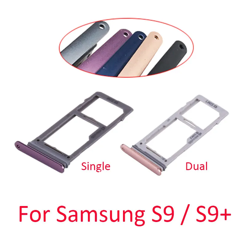 

Single / Dual Sim Card Tray Holder Reader For Samsung Galaxy S9 Plus S9+ G960 G965 Micro Sim SD Card Tray Slot Spare Parts