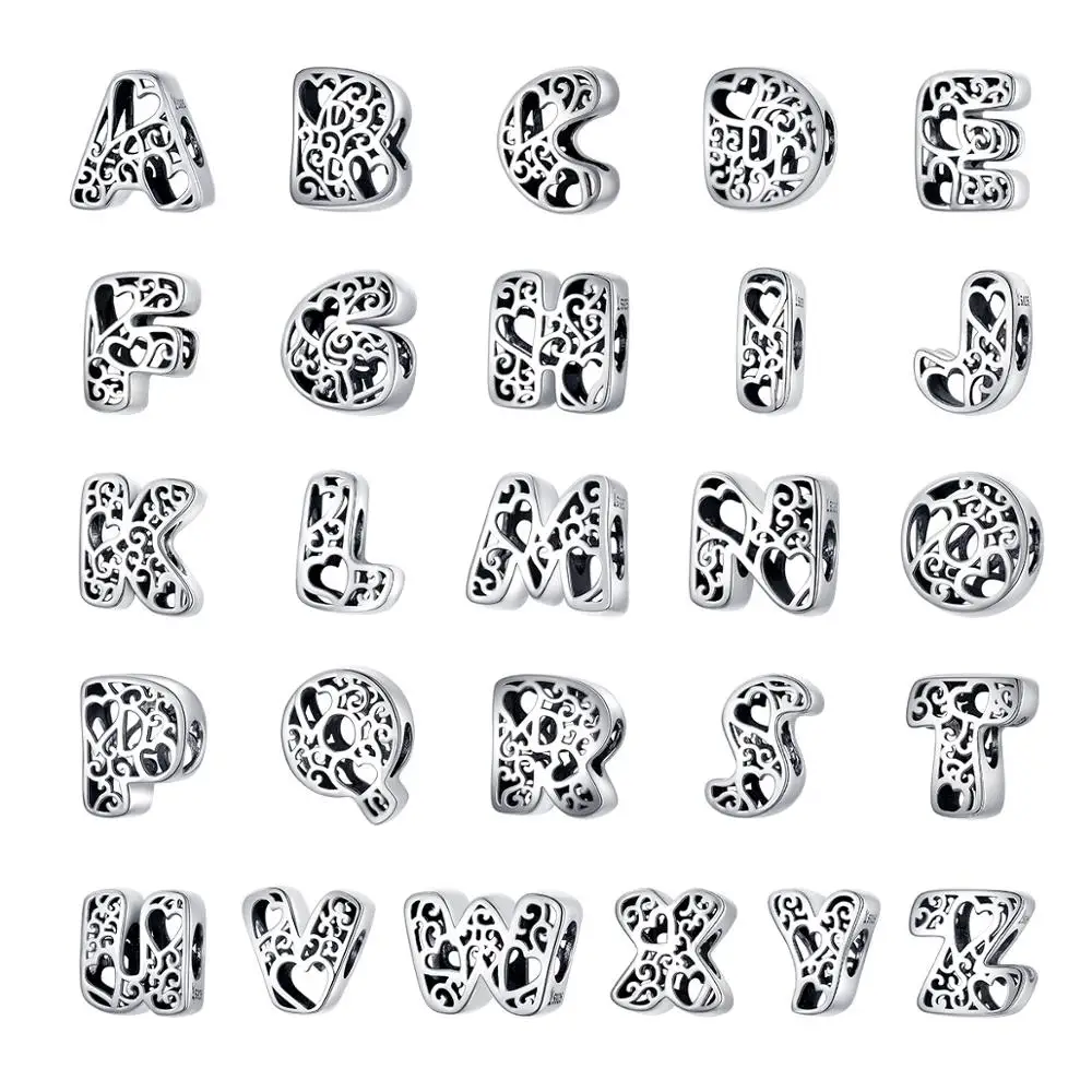 BISAER Cute Letter A to Z Alphabet Silver Beads for Original Silver 925 Bracelet Heart Pattern Charms For Women DIY Jewelry
BISAER Cute Letter A to Z Alphabet Silver Beads for Original Silver 925 Bracelet Heart Pattern Charms For Women DIY Jewelry