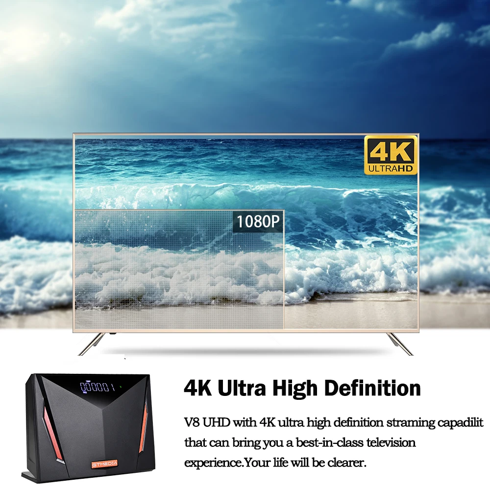Новинка 2020 спутниковый ресивер GTmedia V8 UHD TV Combo DVB S2 T2 кабель H.265 4K Ultra HD встроенный Wi Fi