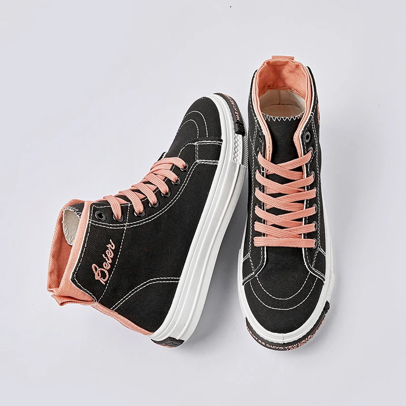 Flat High-top Canvas Shoes Women Solid Black Pink Beige Women's Vulcanize Shoes Tenis Feminino Flats Sneakers Girl Student Shoes
Flat High-top Canvas Shoes Women Solid Black Pink Beige Women's Vulcanize Shoes Tenis Feminino Flats Sneakers Girl Student Shoes