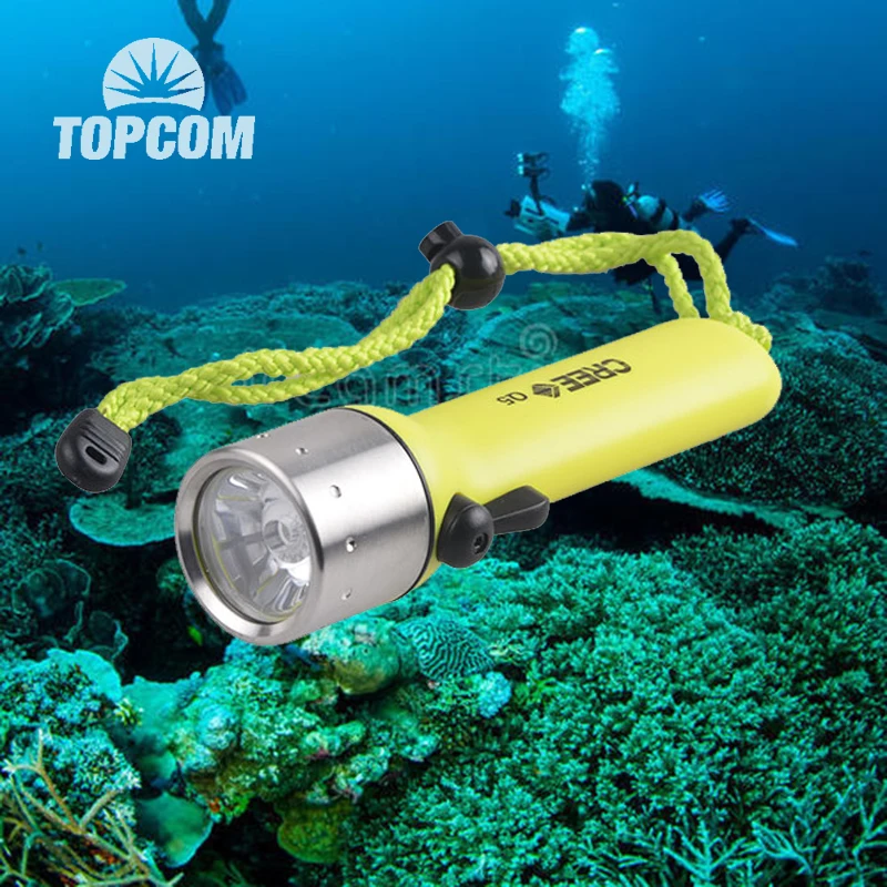 

Topcom Plastic Scuba Diving Flashlight AA Battery Powerful Cree Q5 LED Underwater Waterproof Torch Light Lamp