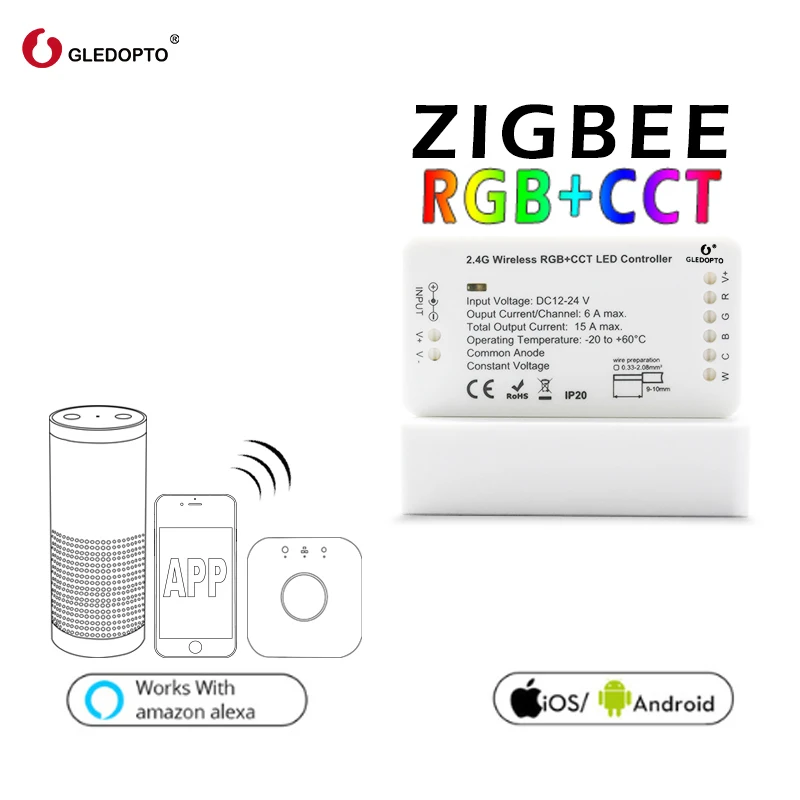 GLEDOPTO RGB+CCT Zigbee Smart LED Light Strip Controller DC12-24V Smart Home Work Hue Bridge Amazon Alexa Echo
GLEDOPTO RGB+CCT Zigbee Smart LED Light Strip Controller DC12-24V Smart Home Work Hue Bridge Amazon Alexa Echo