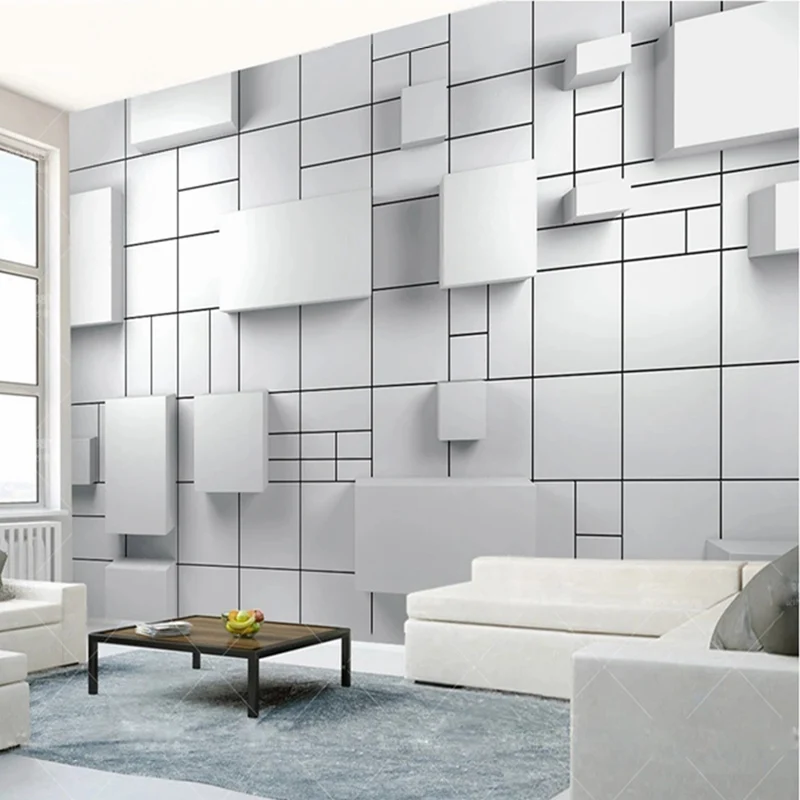 

Custom Photo Mural Modern 3D Geometry Cube Lines White Wallpaper Wall Bedroom Living Room TV Sofa Backgournd Home Decor Fresco