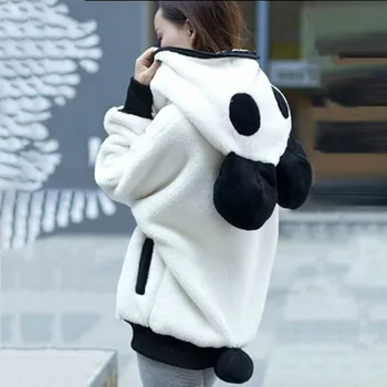 Women Jacket Warm Black And White Panda Hooded Coat Zipper Lady Teddy Bear Autumn Winter Korean Plush Outerwear With Ears
Women Jacket Warm Black And White Panda Hooded Coat Zipper Lady Teddy Bear Autumn Winter Korean Plush Outerwear With Ears