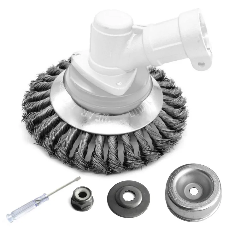 Description Picture 2 of itemBrushcutter Head and Gearbox Fixing Kit Steel Wire Trimmer Head Grass Weed Cutting Rusting Dust Removal Plate for Lawn Mover