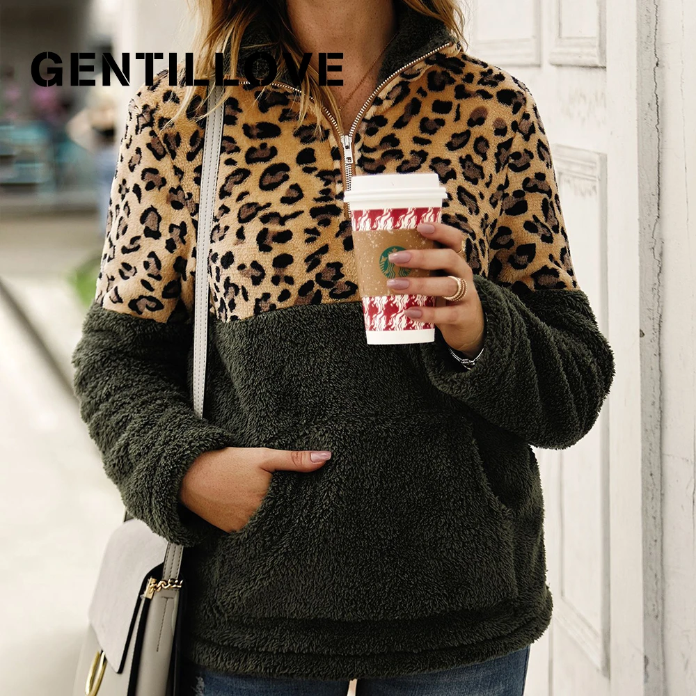Gentillove Women Leopard Print Patchwork Fluffy Thick Hoodies Turtleneck Zipper Sweatshirt Color Block Pullover Sherpa Tops
Gentillove Women Leopard Print Patchwork Fluffy Thick Hoodies Turtleneck Zipper Sweatshirt Color Block Pullover Sherpa Tops