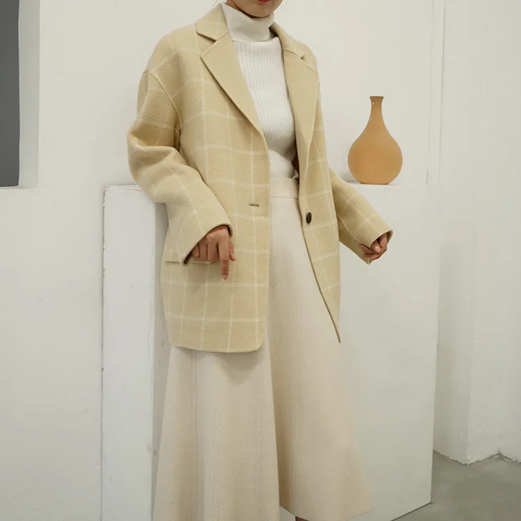 New Korean Suit Version Plaid Wool Overcoat Double-faced Wool Cashmere and Wool Overcoat 2019 Plaid Women Coats
New Korean Suit Version Plaid Wool Overcoat Double-faced Wool Cashmere and Wool Overcoat 2019 Plaid Women Coats